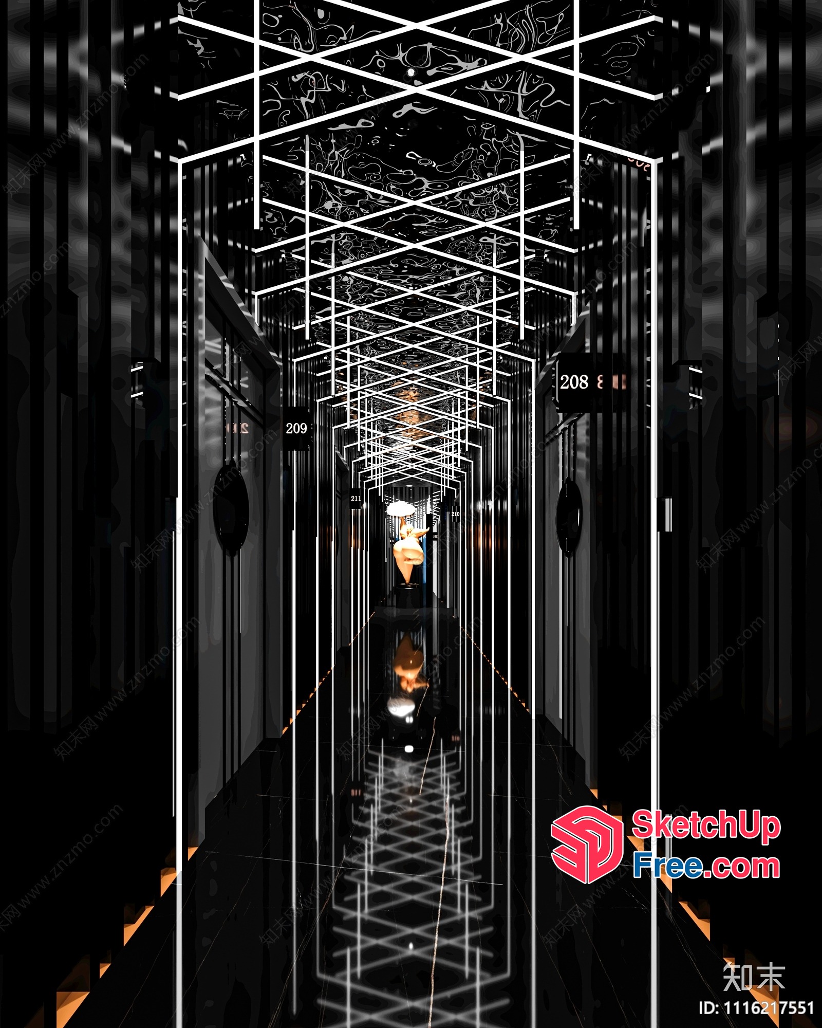 Modern Black And White Staircase Interior 3D SketchUp File