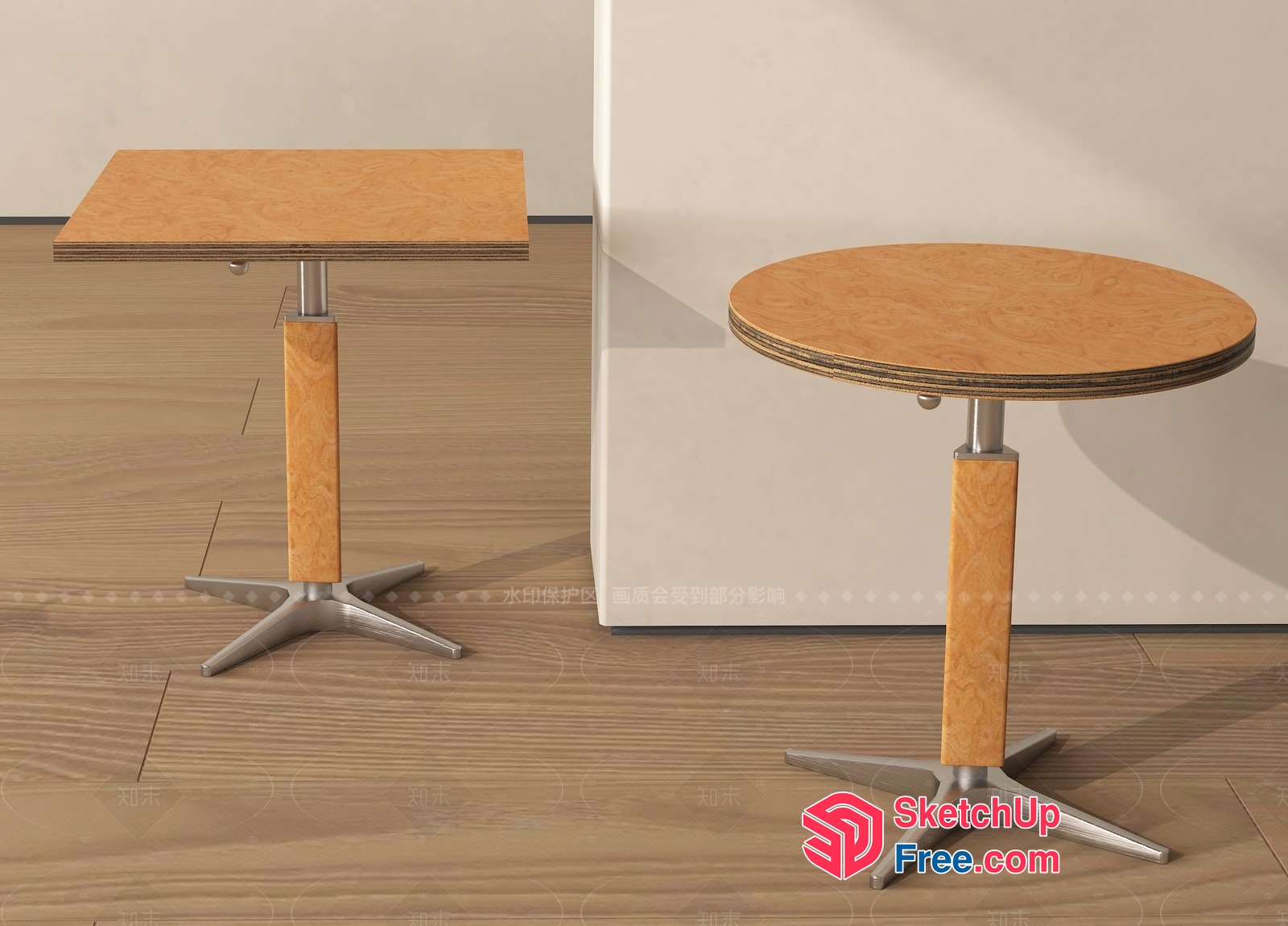 Modern Wood And Metal Side Tables 3D SketchUp File