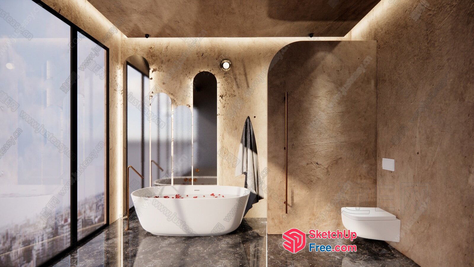 Elegant And Modern Bathroom Interior 3D SketchUp File