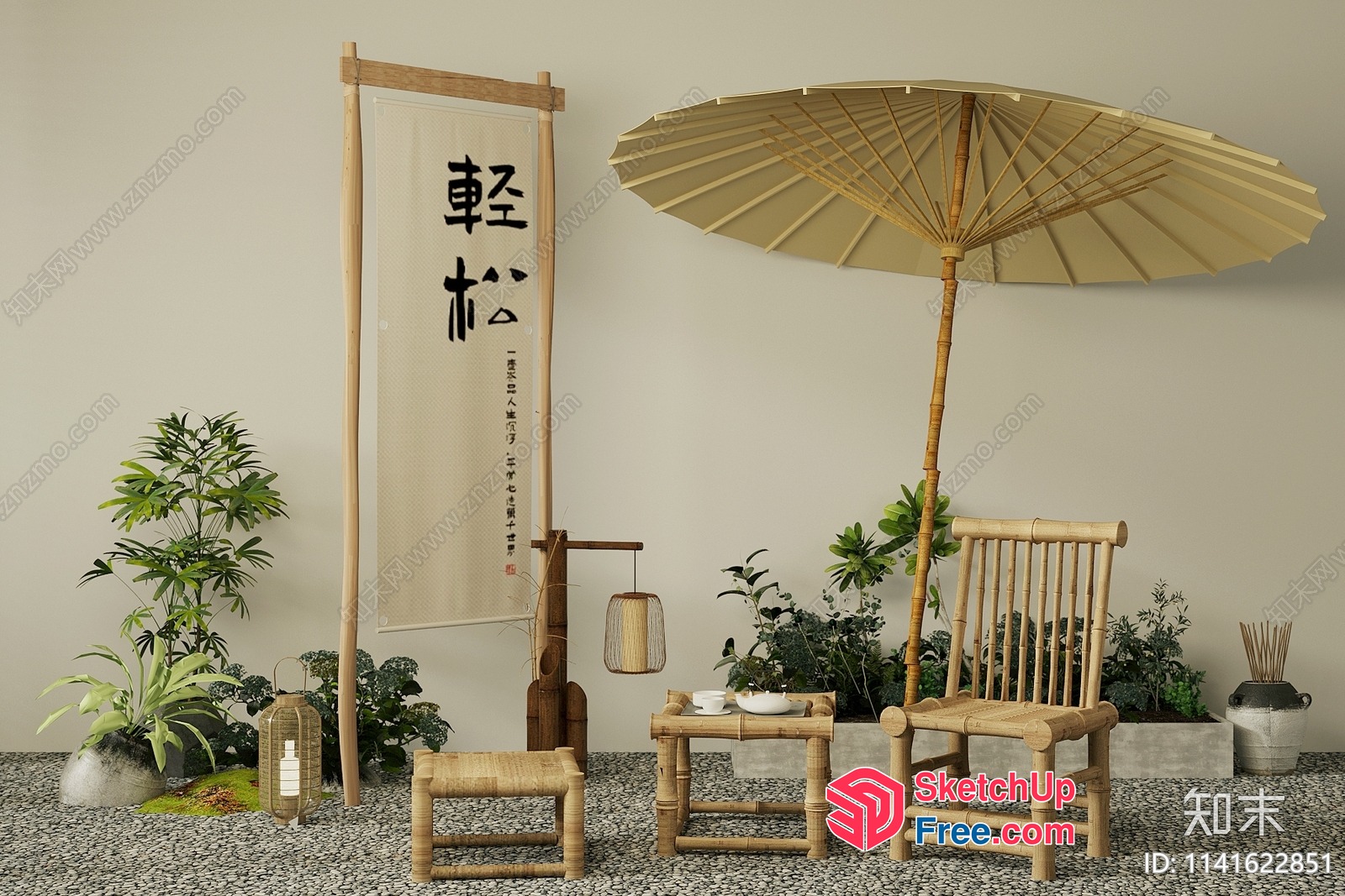 Traditional Japanese Decorative Scene 3D SketchUp File