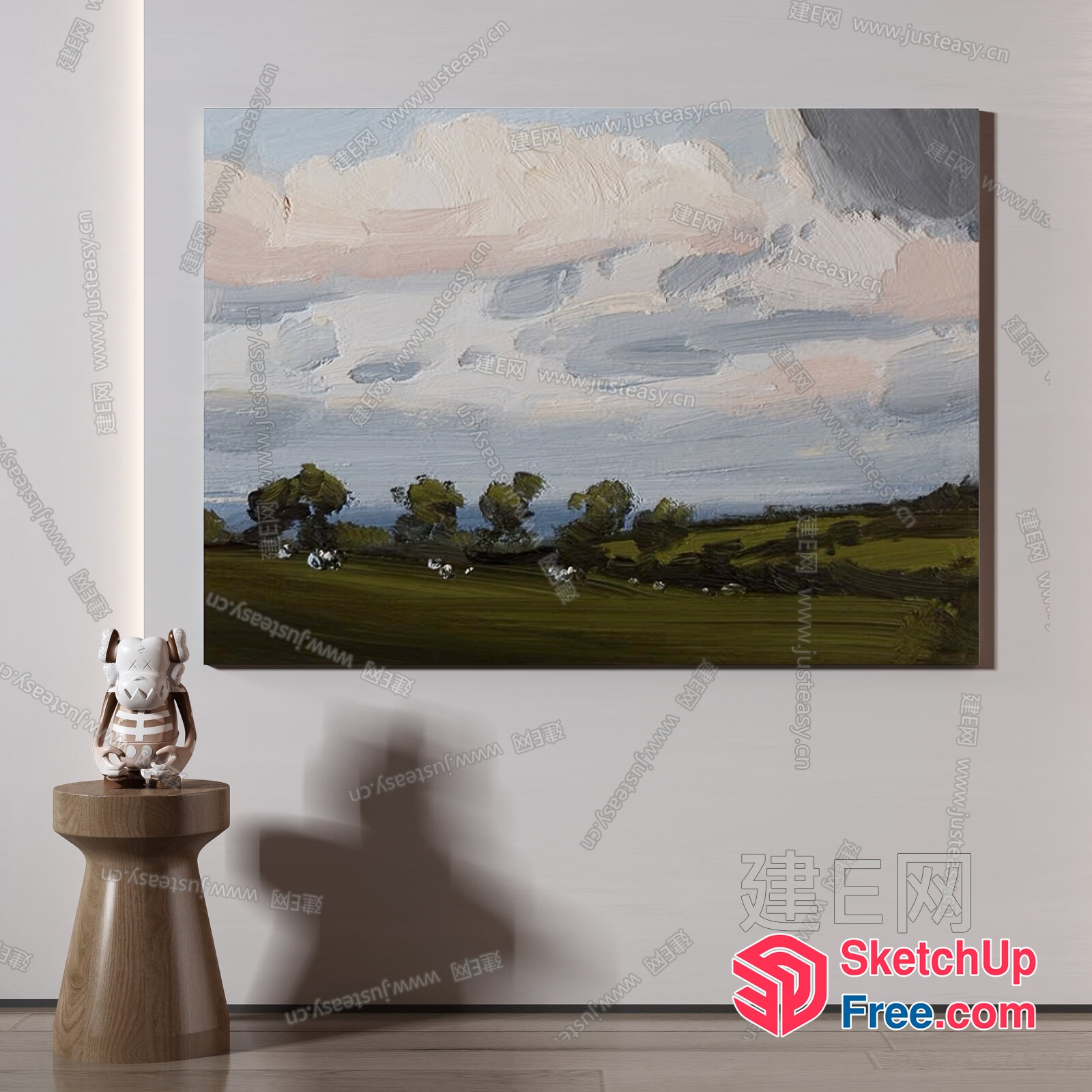 Serene Landscape Oil Painting On Canvas 3D SketchUp File
