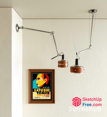 Vintage Japanese Poster And Hanging Light Fixture 3D SketchUp File