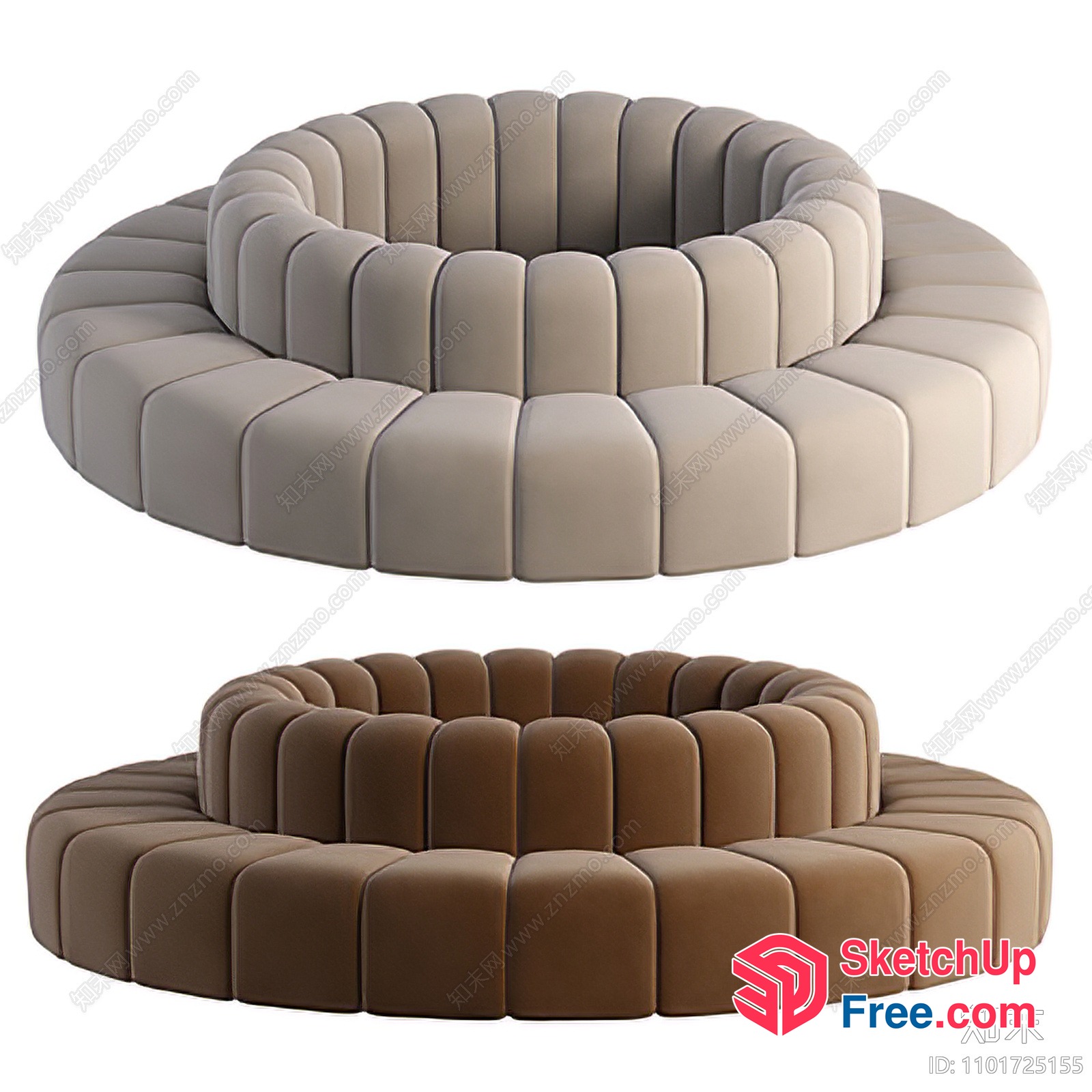 Modern Circular Sofa With Curved Backrest 3D SketchUp File