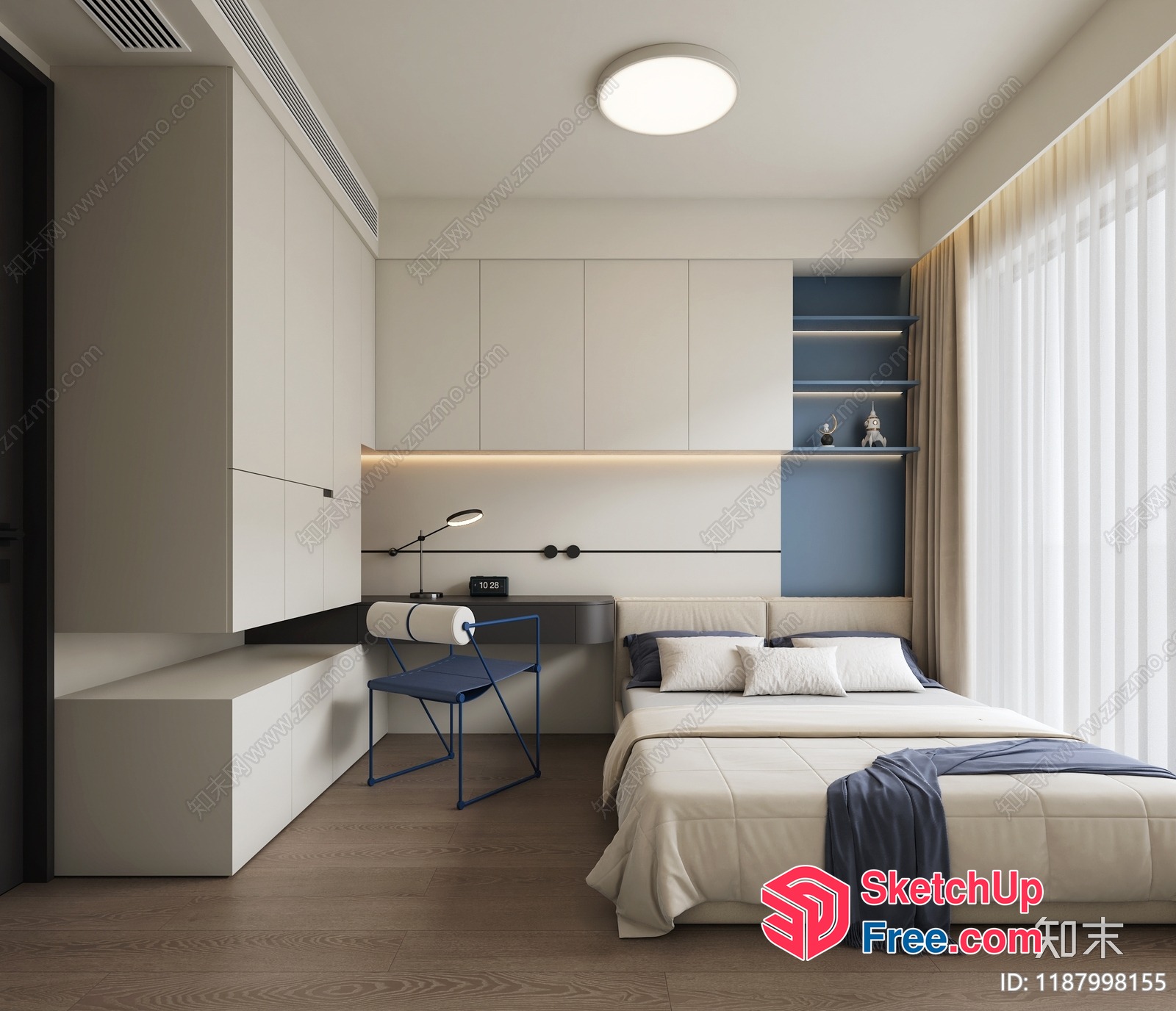 Minimalist Japanese Style Bedroom Interior 3D SketchUp File