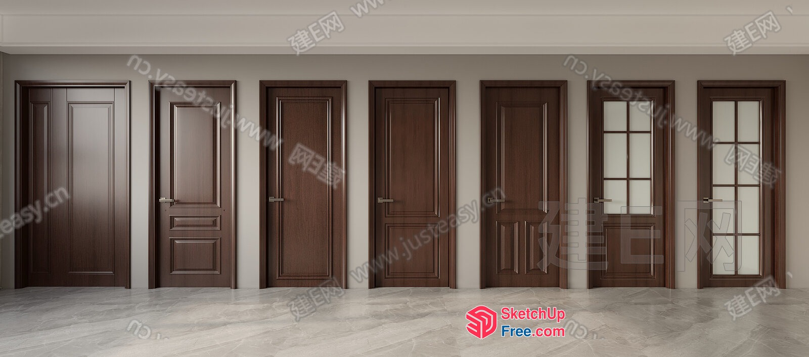 Elegant Doors In A Modern Interior Setting 3D SketchUp File