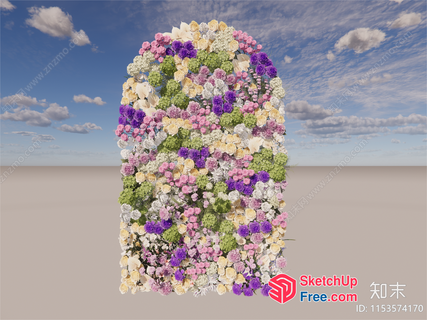 Colorful Floral Arrangement In A Natural Setting 3D SketchUp File