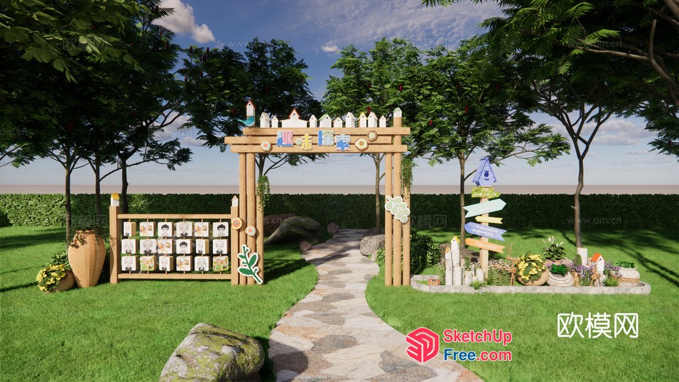 Serene Garden Pathway 3D SketchUp File