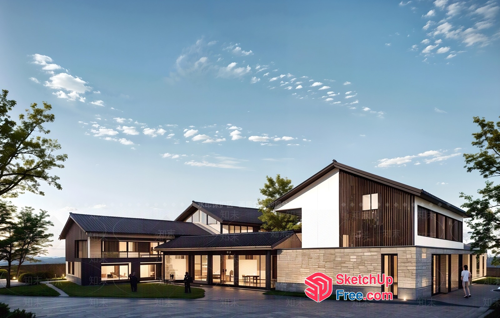 Modern Villa Exterior With Elegant And Sophisticated Design 3D SketchUp File