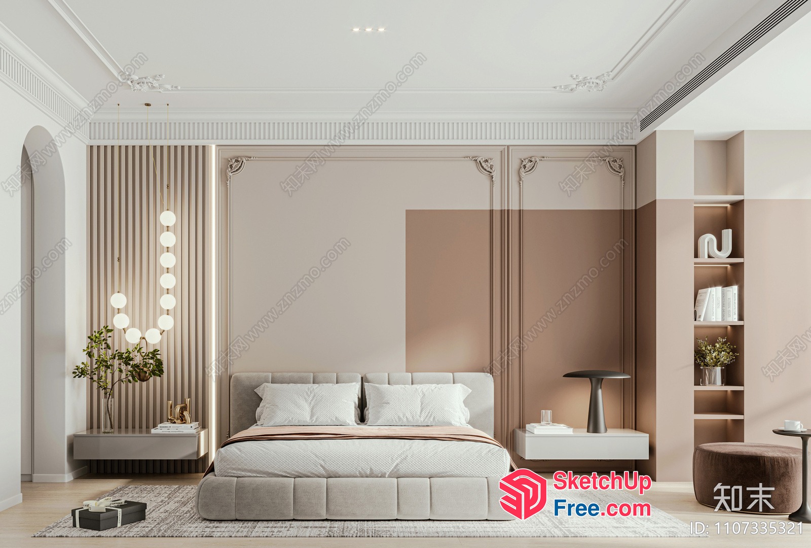 Modern Elegant Bedroom With Neutral Color Scheme 3D SketchUp File