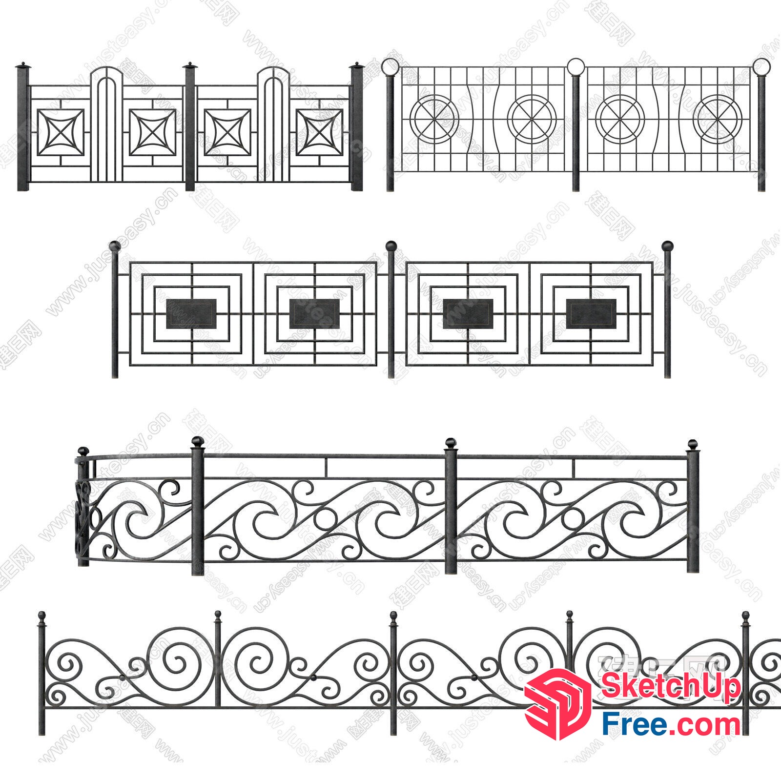 Ornate Metal Railing Collection 3D SketchUp File