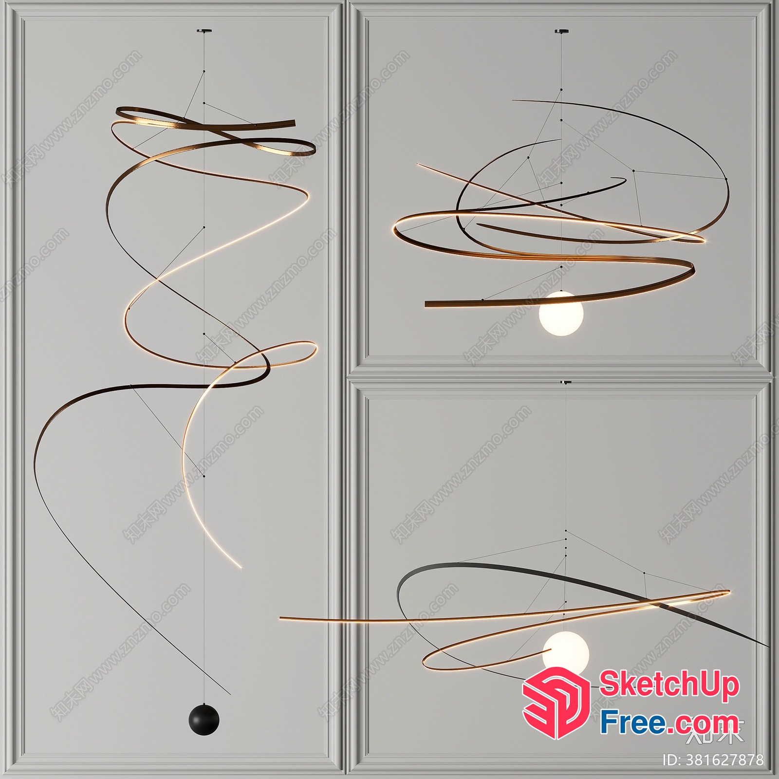 Elegant Modern Hanging Light Fixture 3D SketchUp File