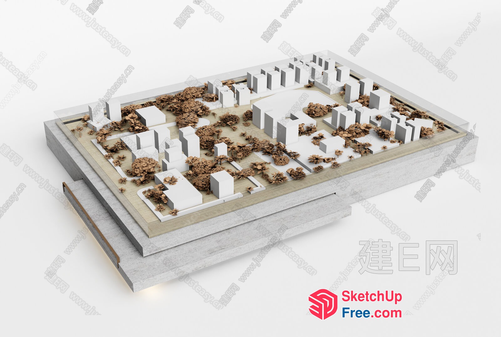 3D Model Of A Modern City Block 3D SketchUp File