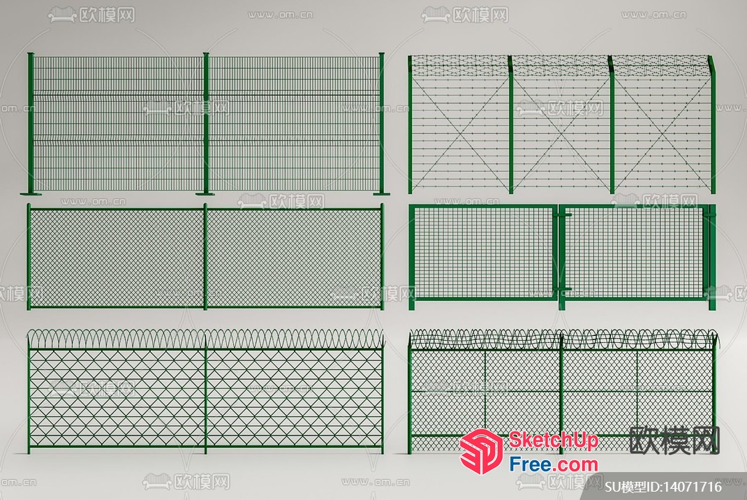 Green Metal Fencing Designs 3D SketchUp File