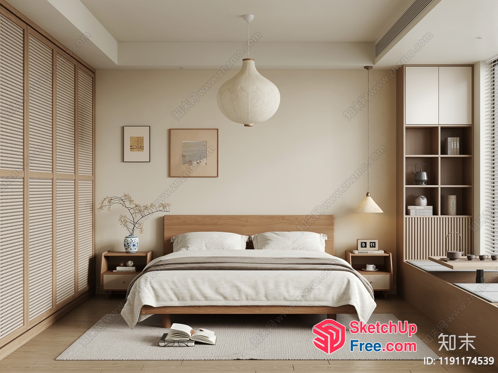 Minimalist Japanese Style Bedroom 3D SketchUp File