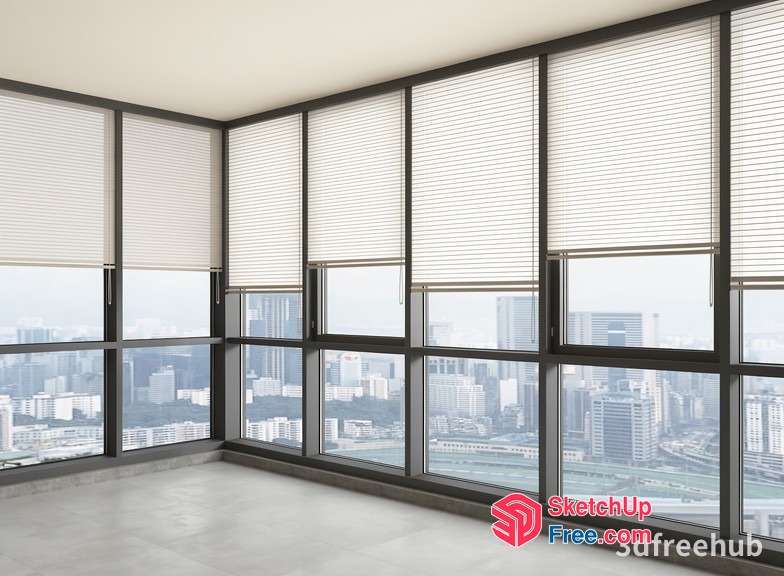 Modern Cityscape View From Sleek Glass Windowed Room 3D SketchUp File
