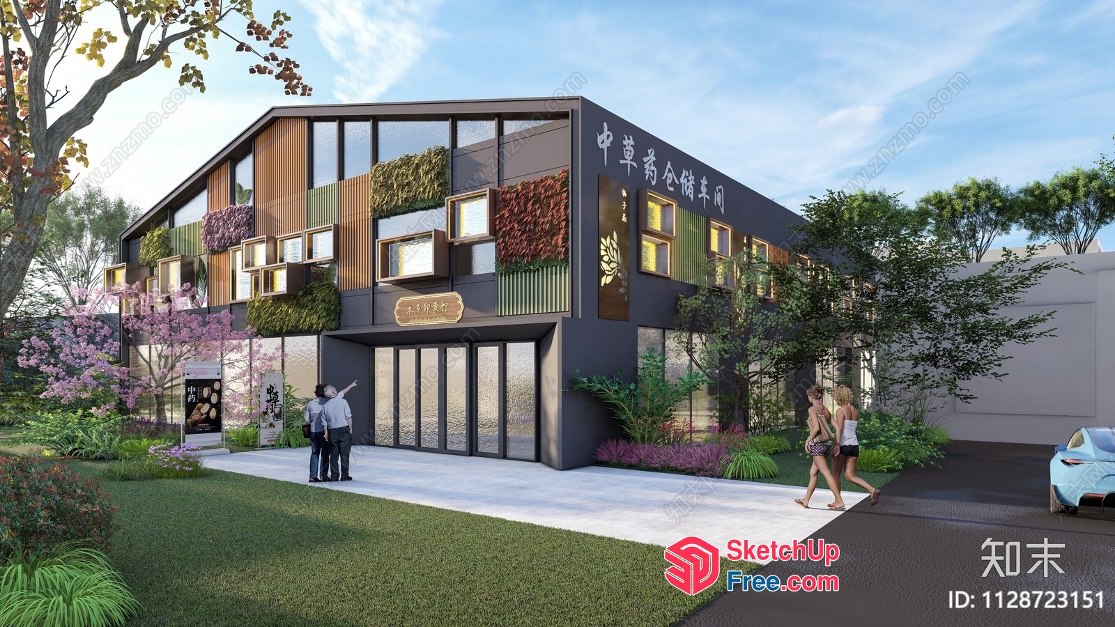 Modern Japanese-Style Building With Natural Decorations 3D SketchUp File