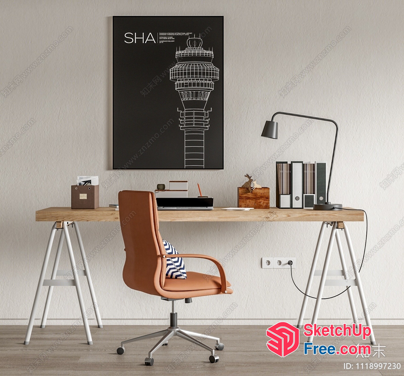 Modern Office Space With Desk And Chair 3D SketchUp File