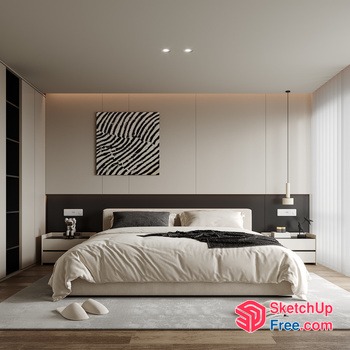 Minimalist Style Bedroom Interior 3D SketchUp File