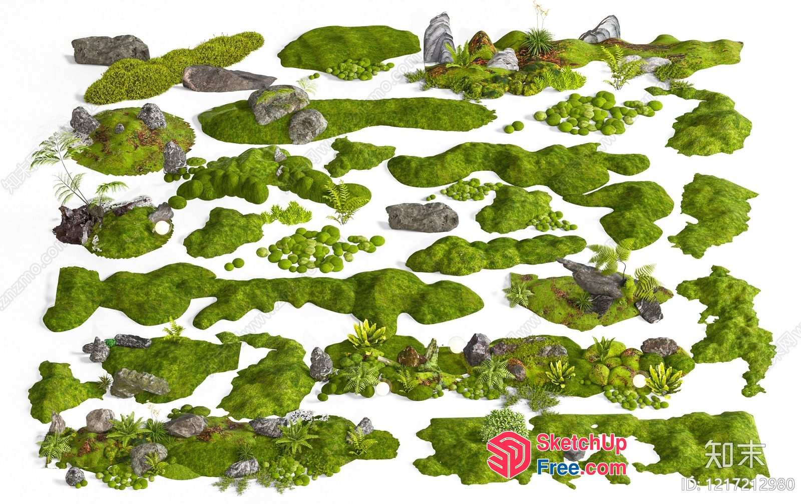 Green And Gray Landscape Elements 3D SketchUp File