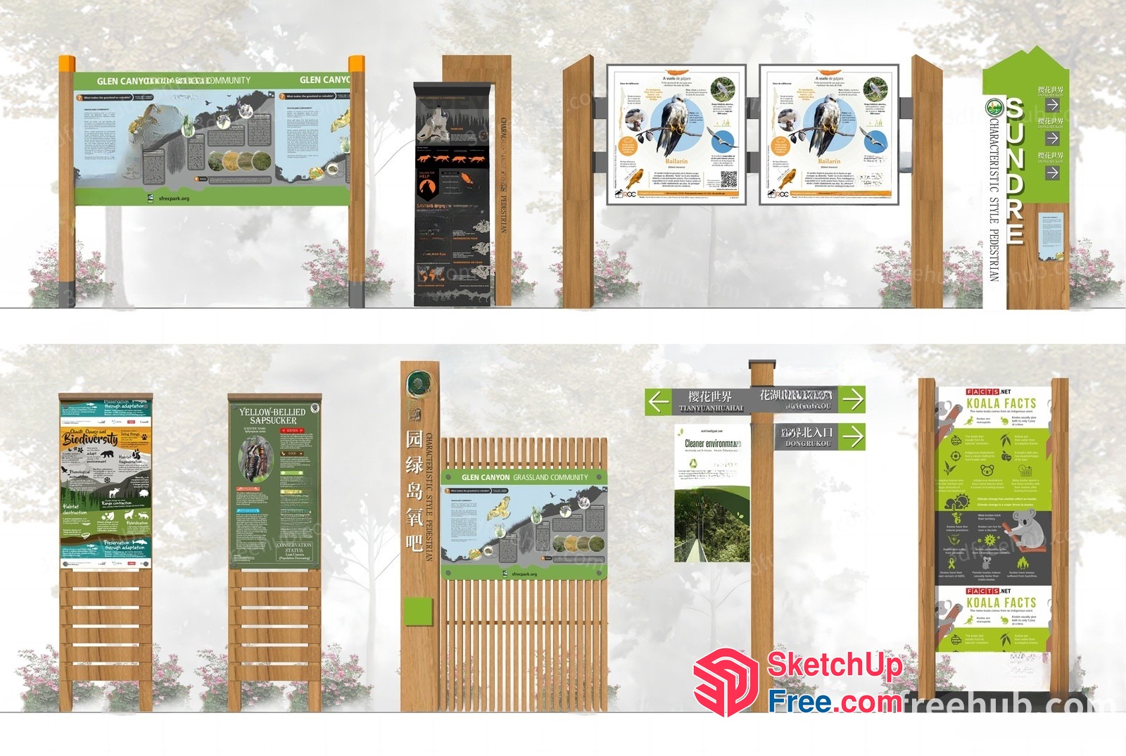 Outdoor Informational Signage Display 3D SketchUp File