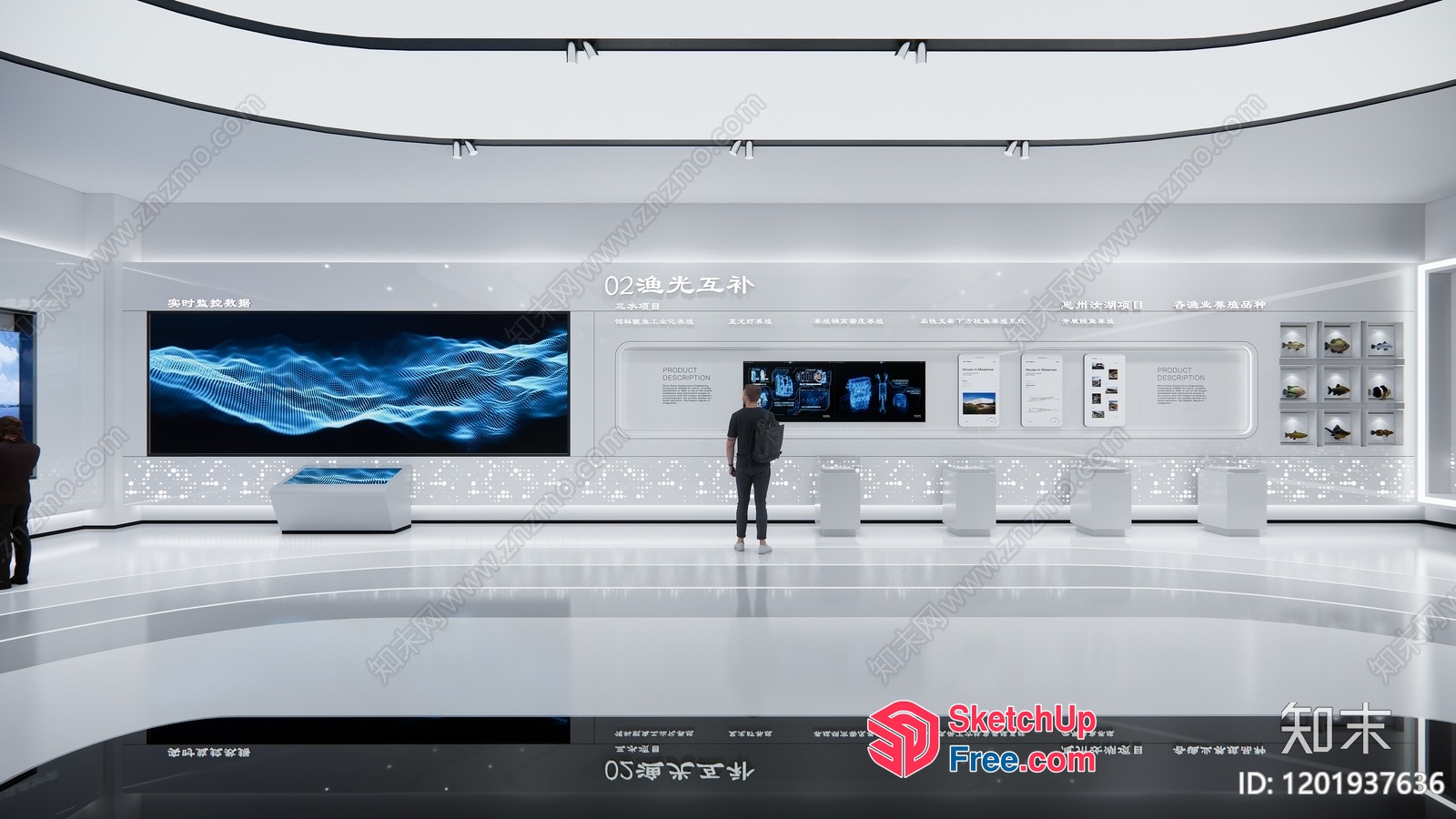 Modern White Room With Large Screen And Artwork 3D SketchUp File