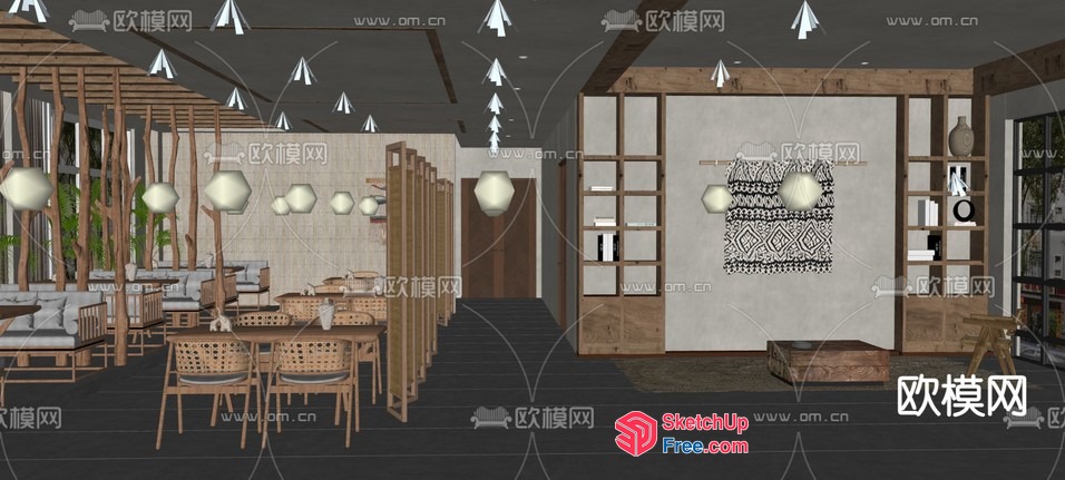 Modern Japanese-Inspired Interior Design With Natural Elements 3D SketchUp File