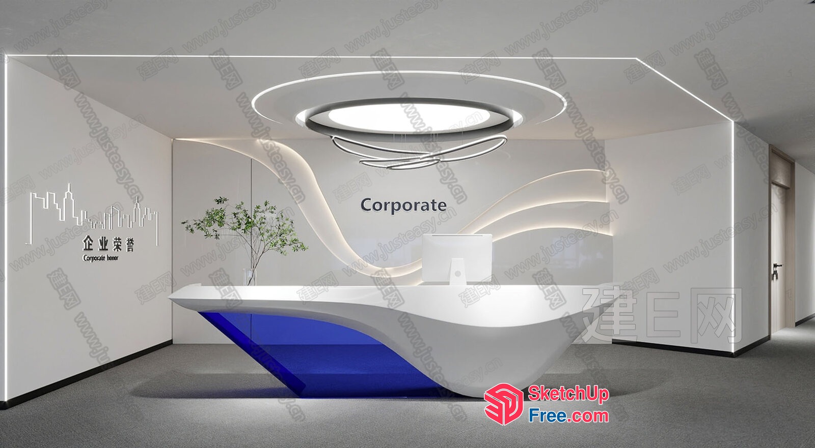 Modern Corporate Office Reception Area 3D SketchUp File