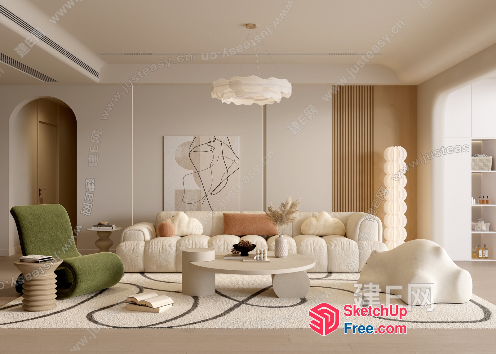Modern Minimalist Japanese Style Living Room 3D SketchUp File