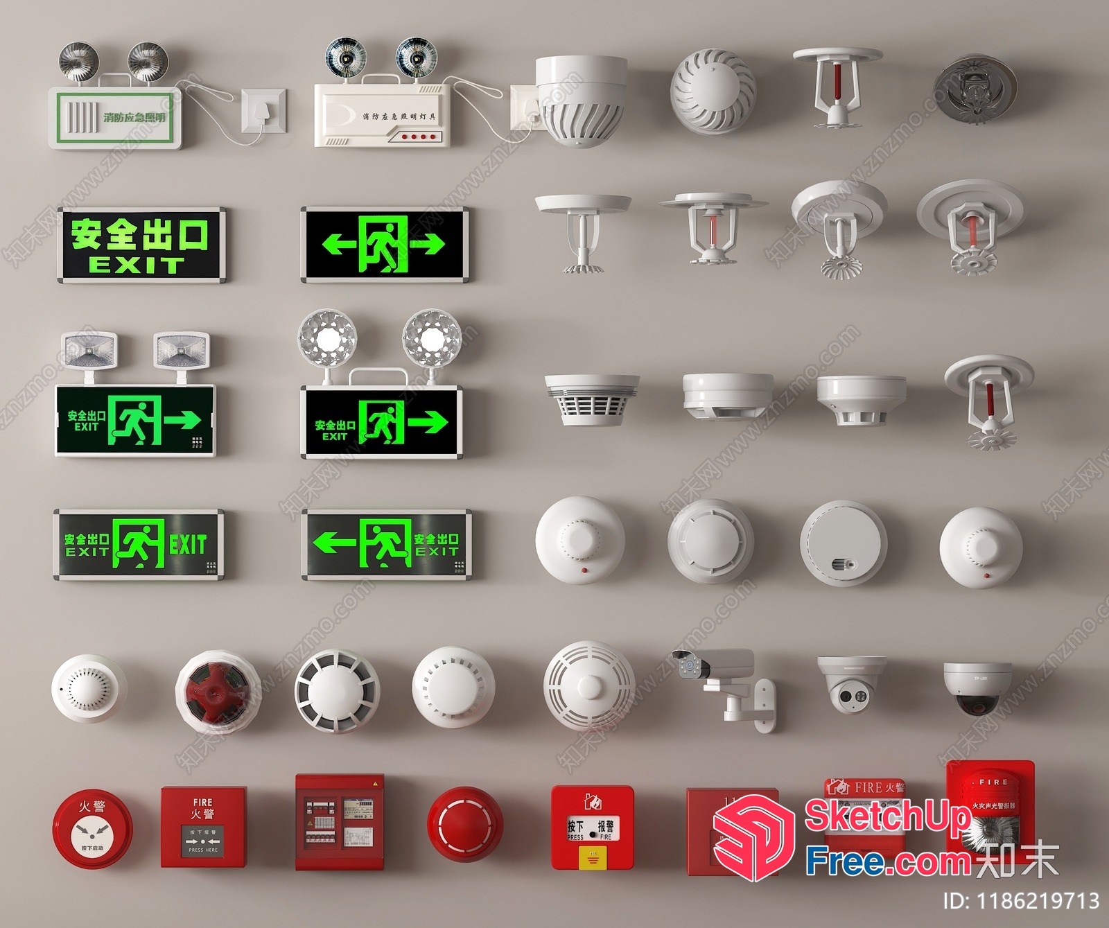 Fire Safety Equipment Collection 3D SketchUp File