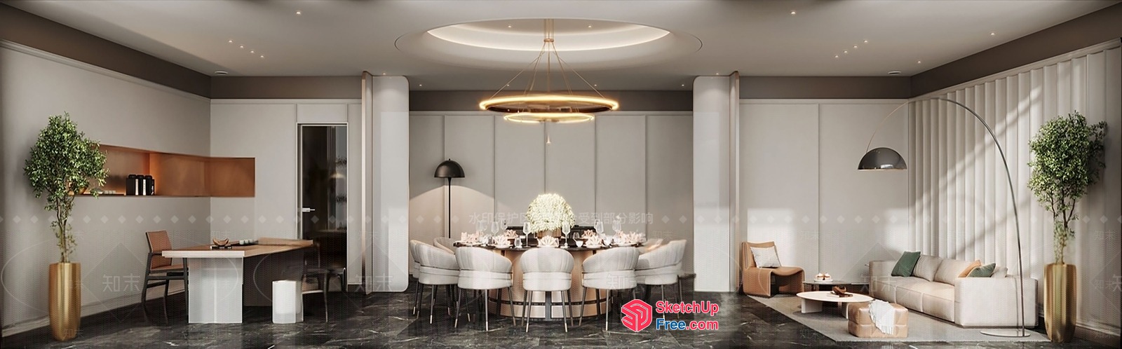 Elegant Modern Dining Room With Sleek Furniture 3D SketchUp File