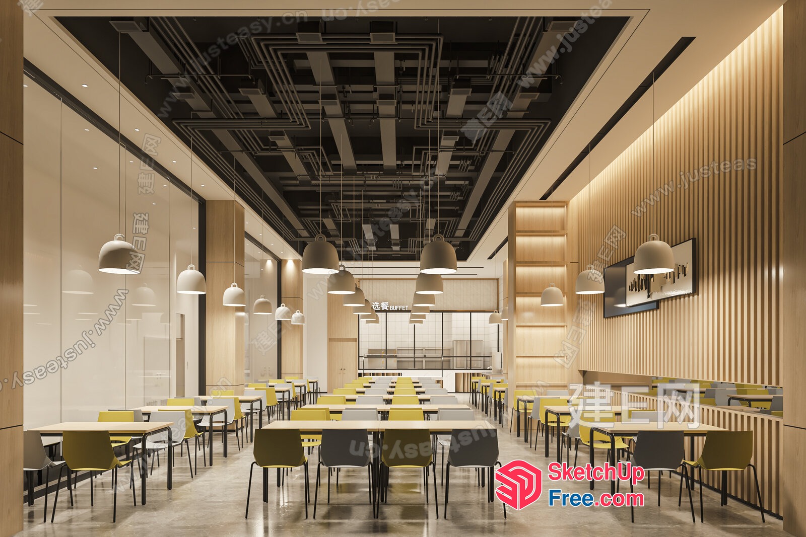 Modern Minimalist Restaurant Interior 3D SketchUp File