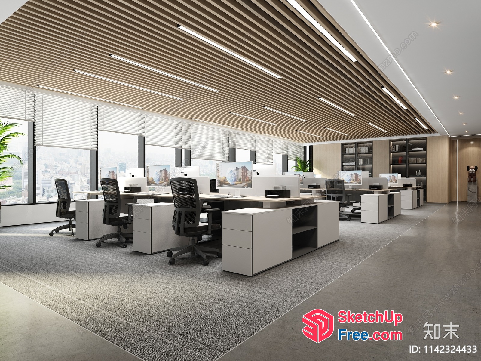Modern Office Space With Sleek Furniture And Natural Light 3D SketchUp File