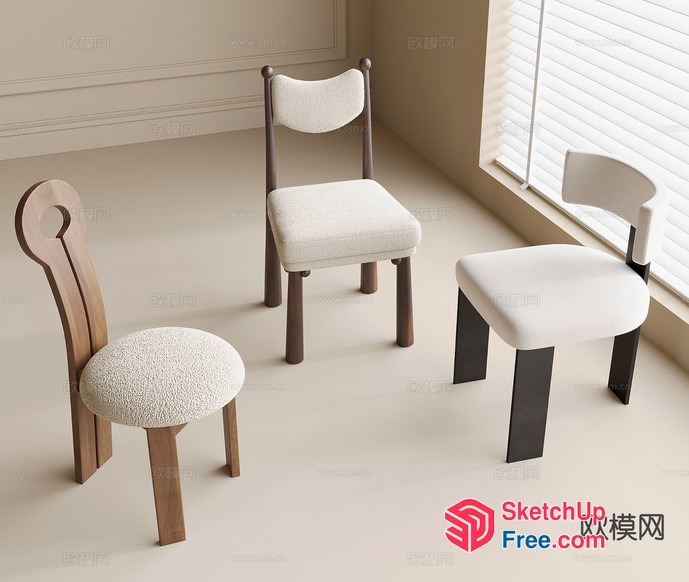 Modern Furniture Arrangement In Creamy Style 3D SketchUp File