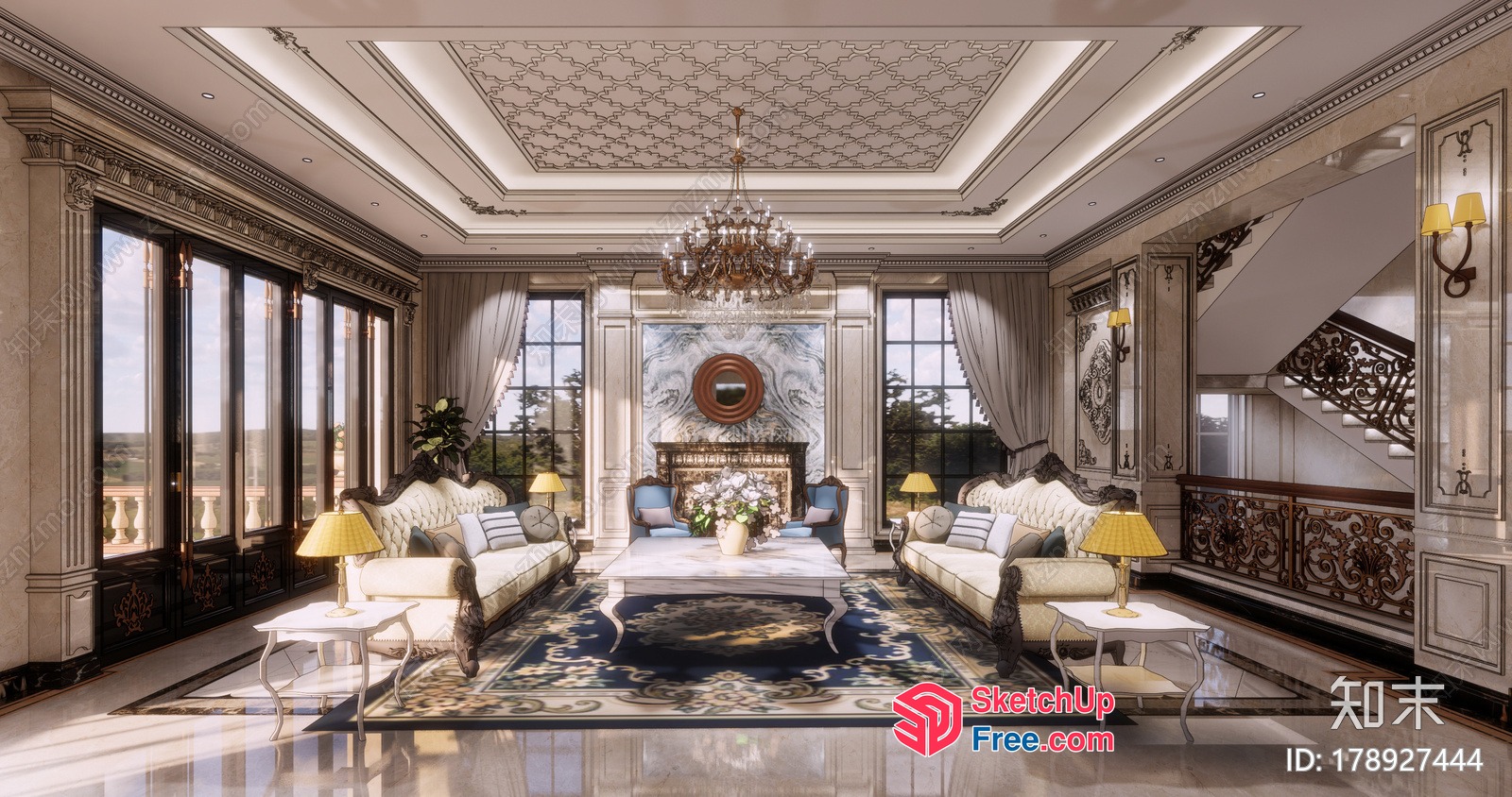Elegant And Sophisticated Living Room Interior 3D SketchUp File