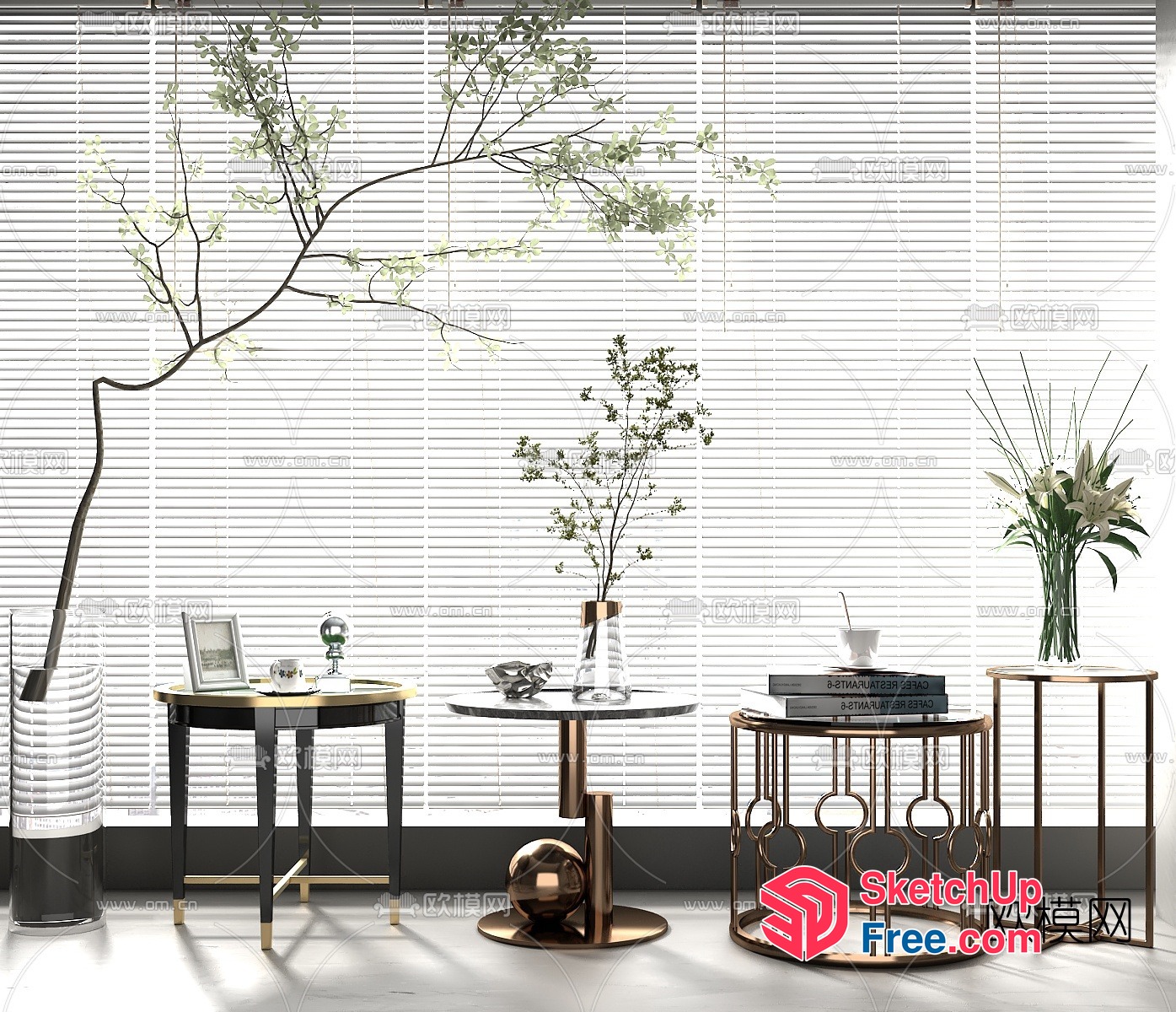 Elegant Modern Living Room Decor With Gold Accents 3D SketchUp File