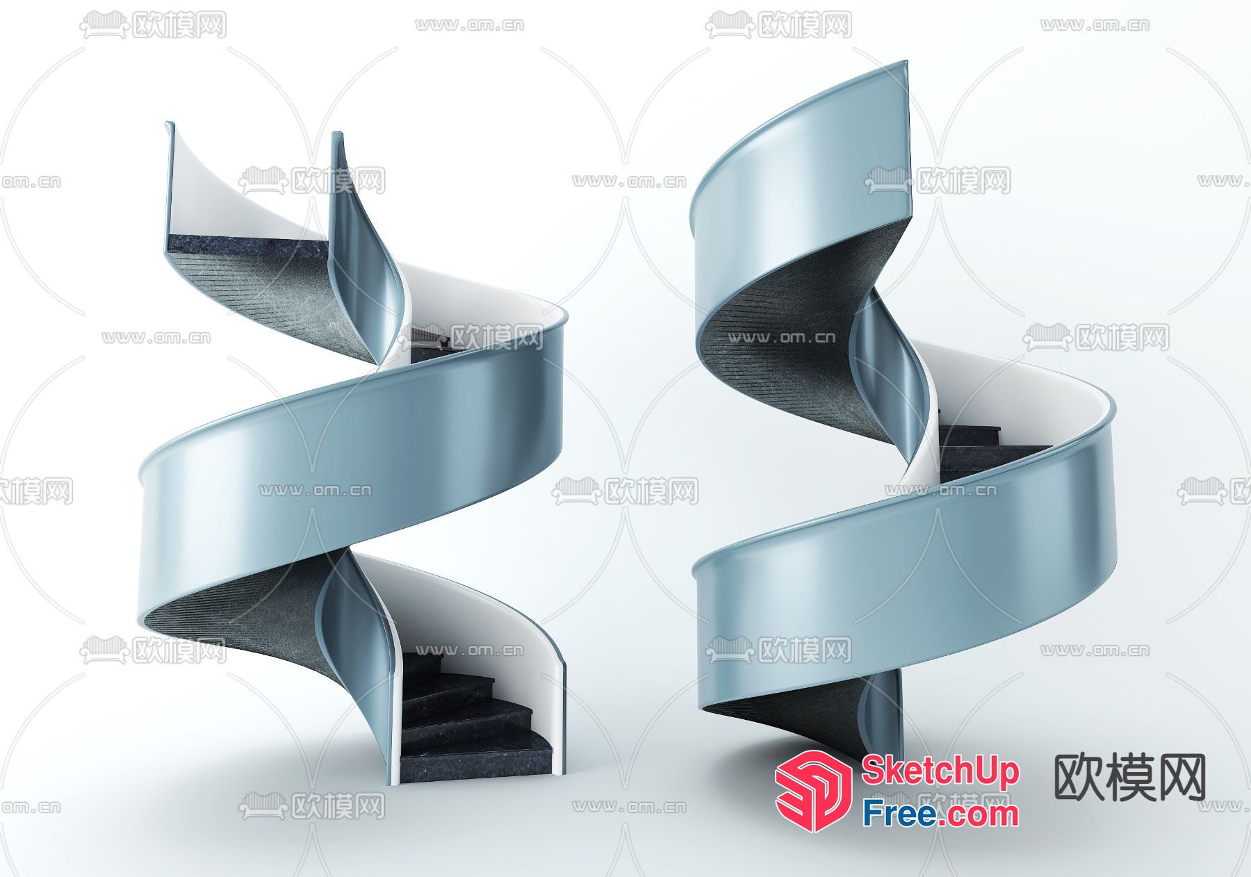 Sleek Curved Staircase Design 3D SketchUp File