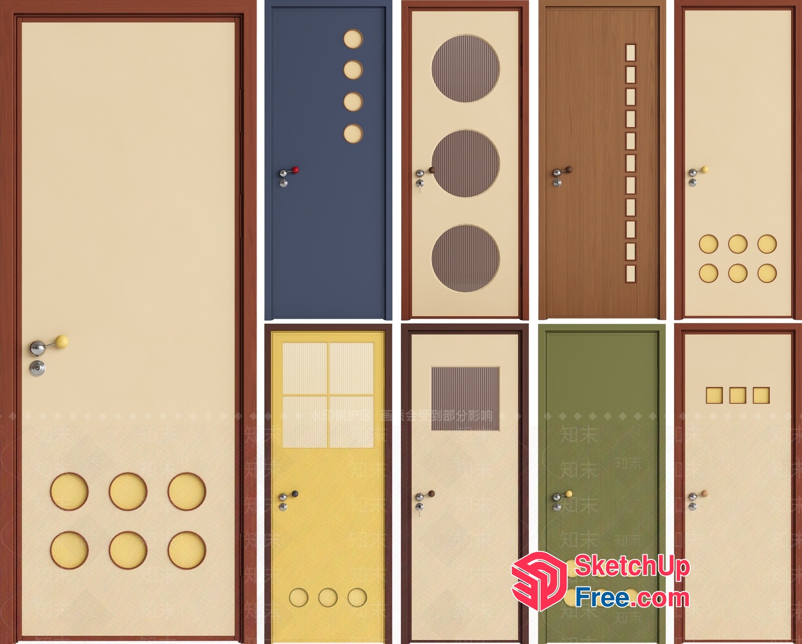 Modern Door Designs With Various Decorative Elements 3D SketchUp File