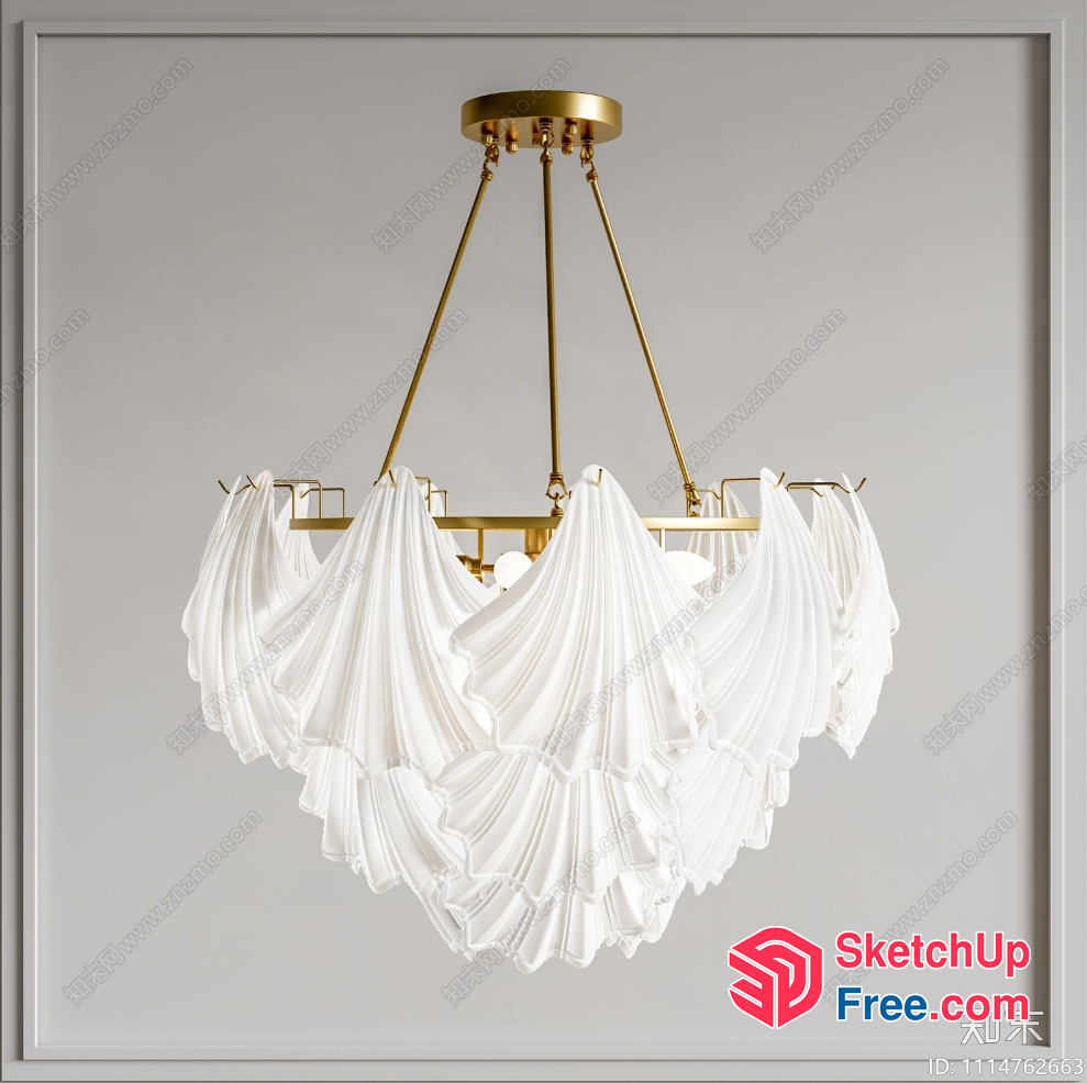 Elegant Gold And White Chandelier 3D SketchUp File