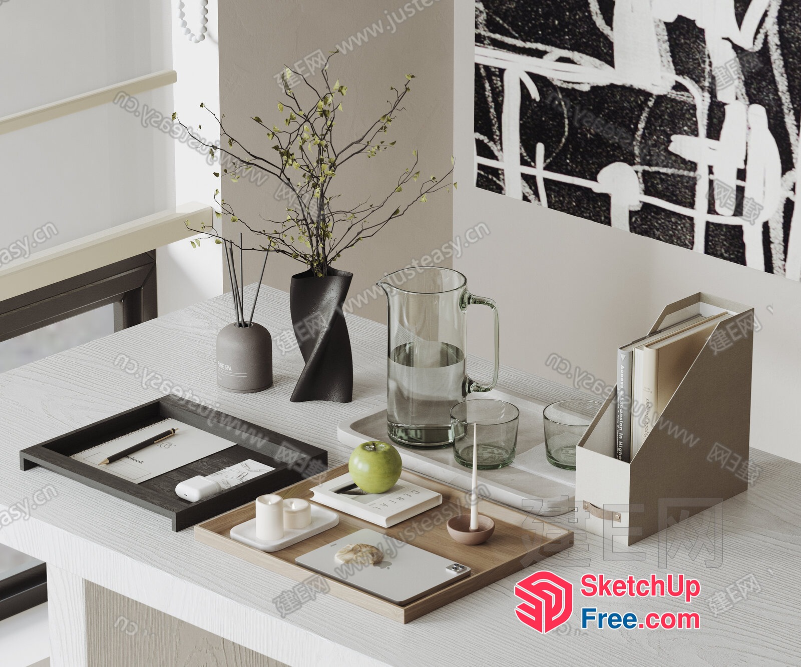 Modern Minimalist Home Office Decor 3D SketchUp File