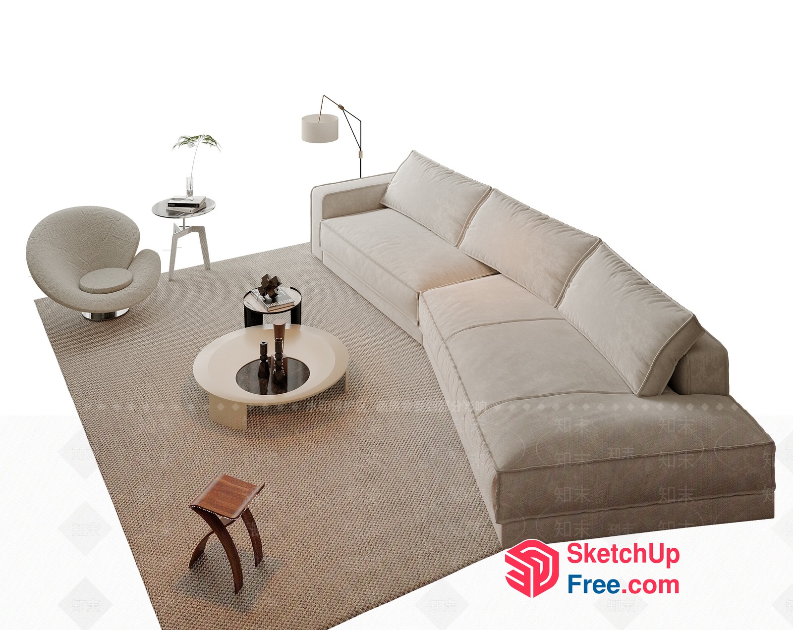 Modern Minimalist Living Room Interior Design 3D SketchUp File