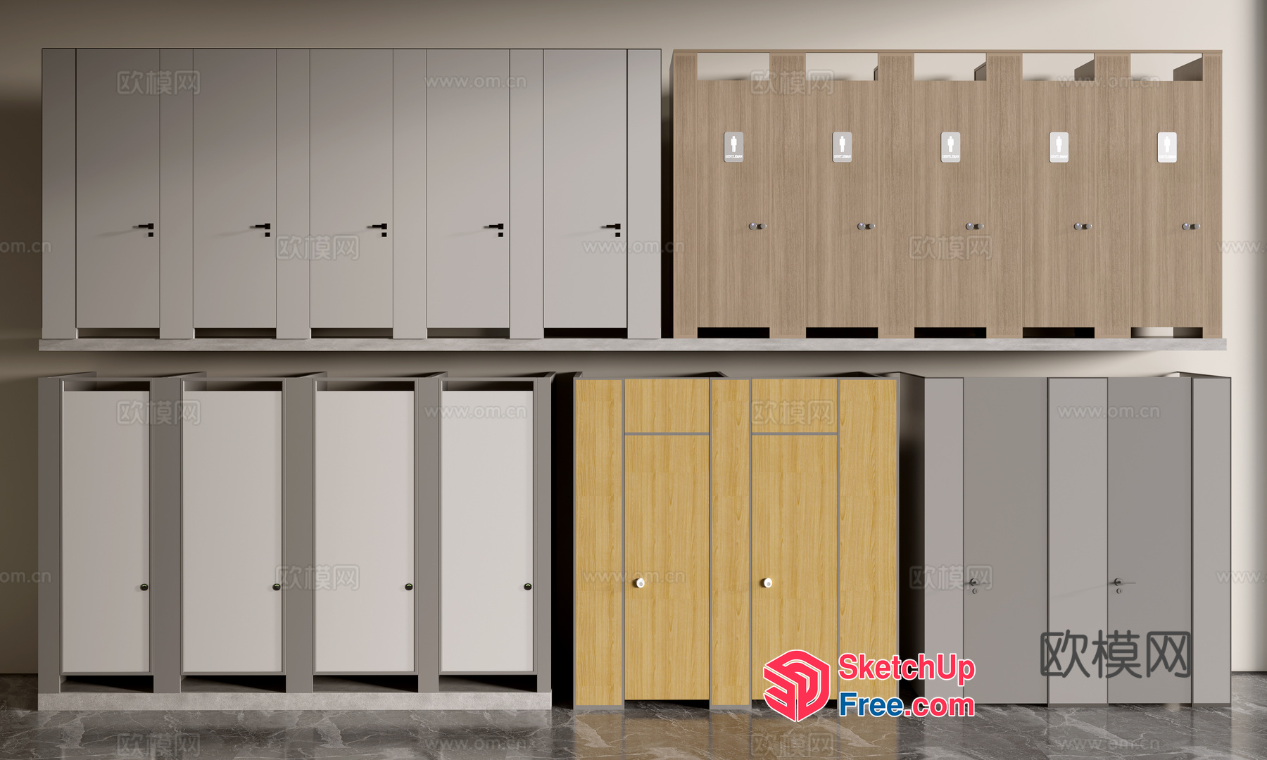 Modern Minimalist Bathroom Lockers 3D SketchUp File