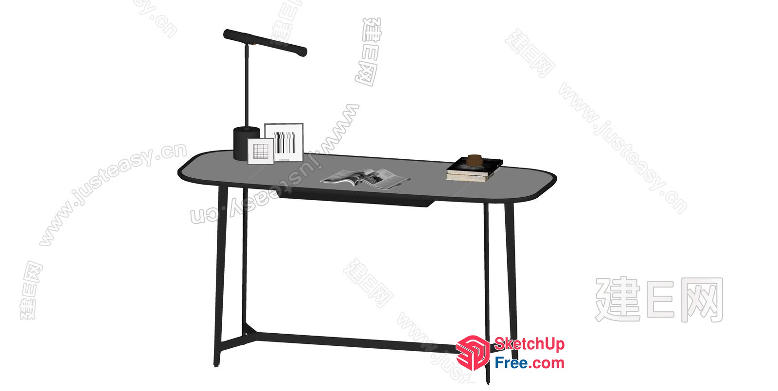 Simple Black Desk With Minimalist Design 3D SketchUp File