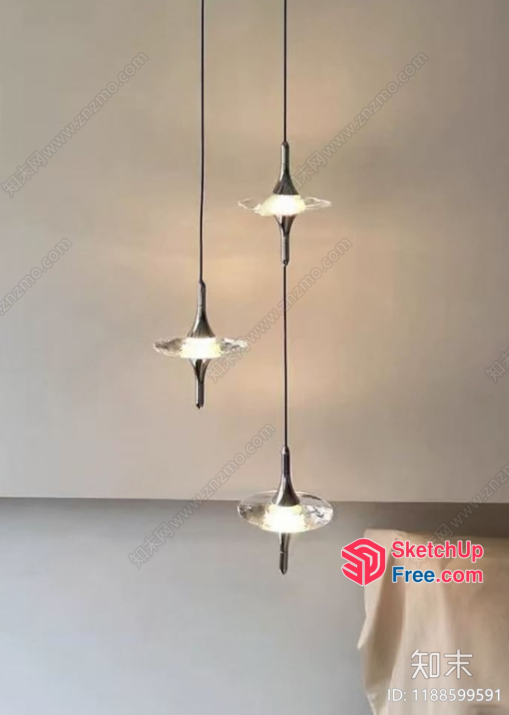 Elegant Hanging Light Fixtures In A Modern Setting 3D SketchUp File