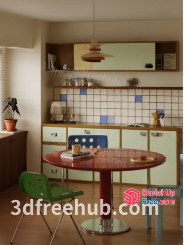 Cozy Modern Minimalist Interior Dining Room 3D SketchUp File