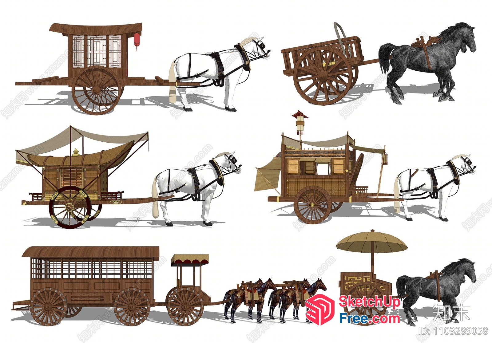 Horse-Drawn Carriages Collection 3D SketchUp File