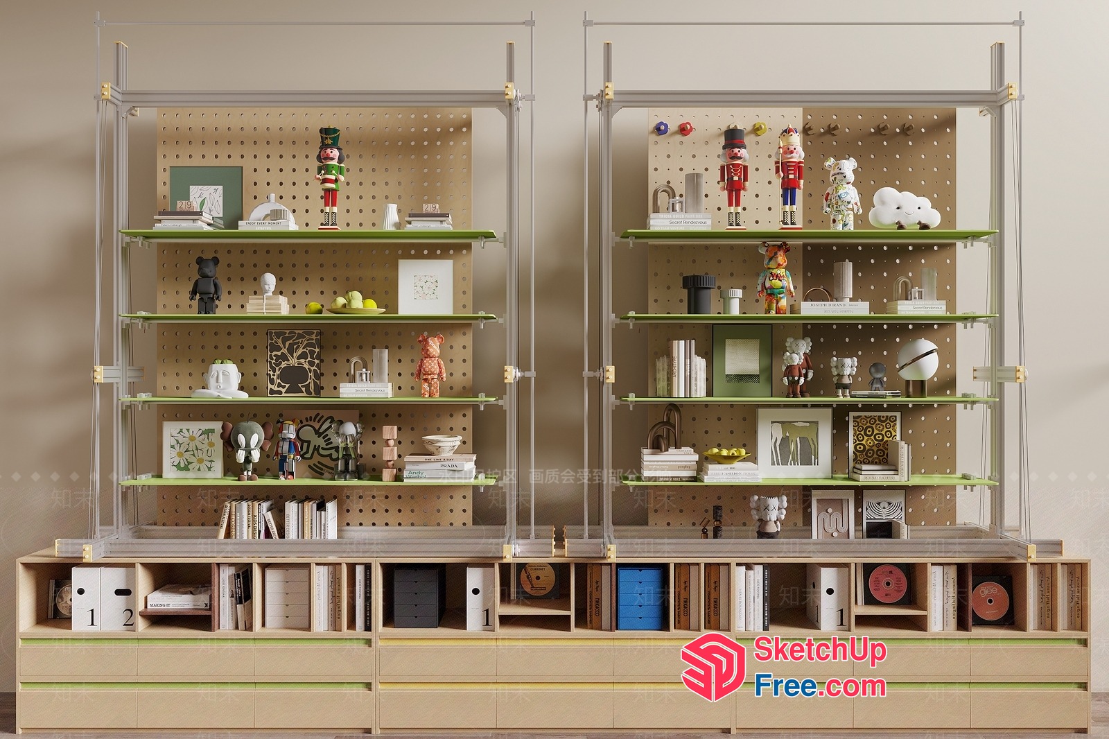 Modern Shelving Unit With Storage And Decor 3D SketchUp File