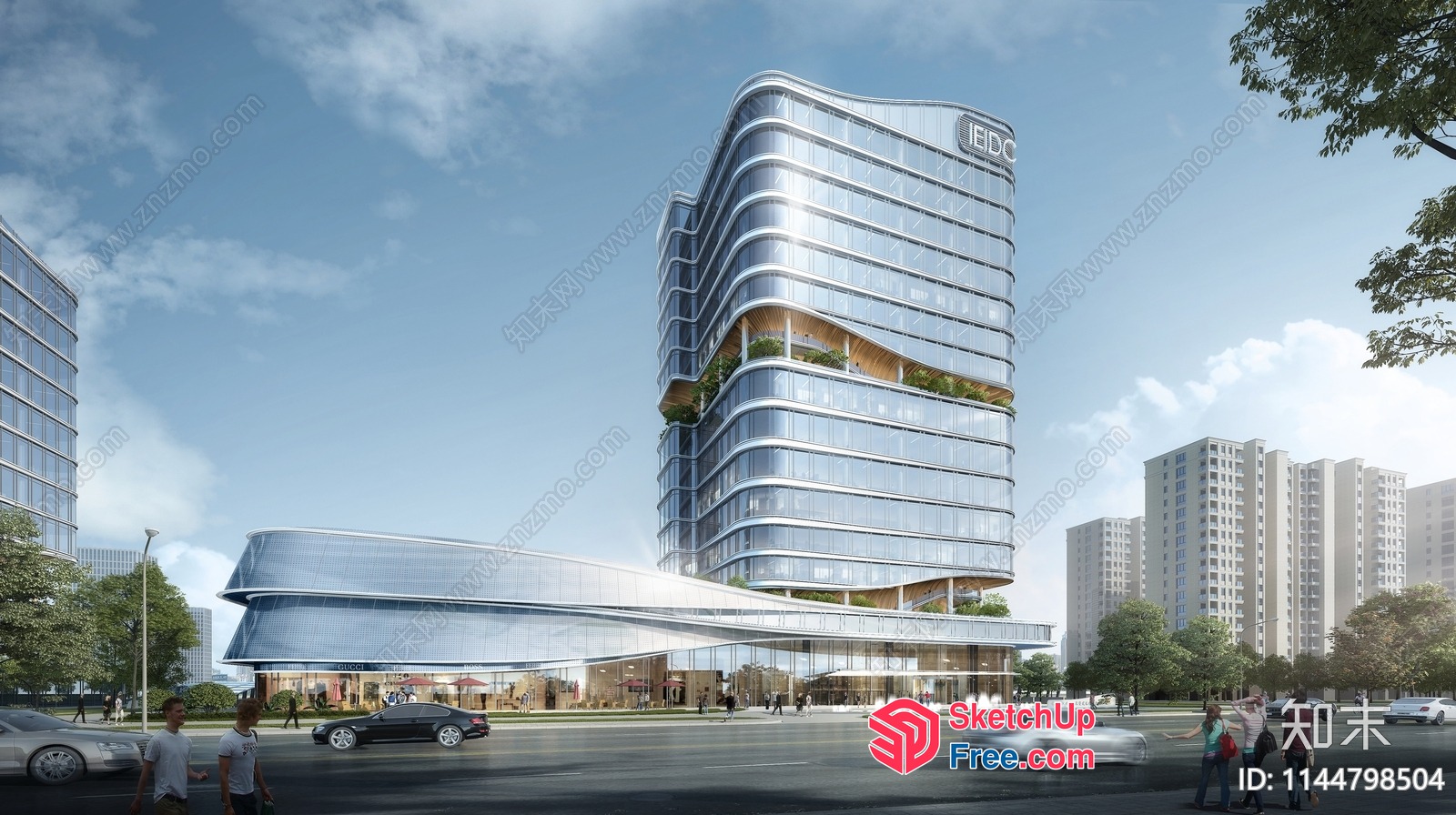 Modern Glass And Steel Office Building With Sleek Design 3D SketchUp File