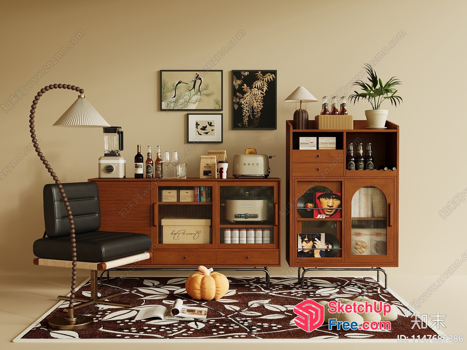 Cozy Modern Living Room Decor With Natural And Artistic Elements 3D SketchUp File