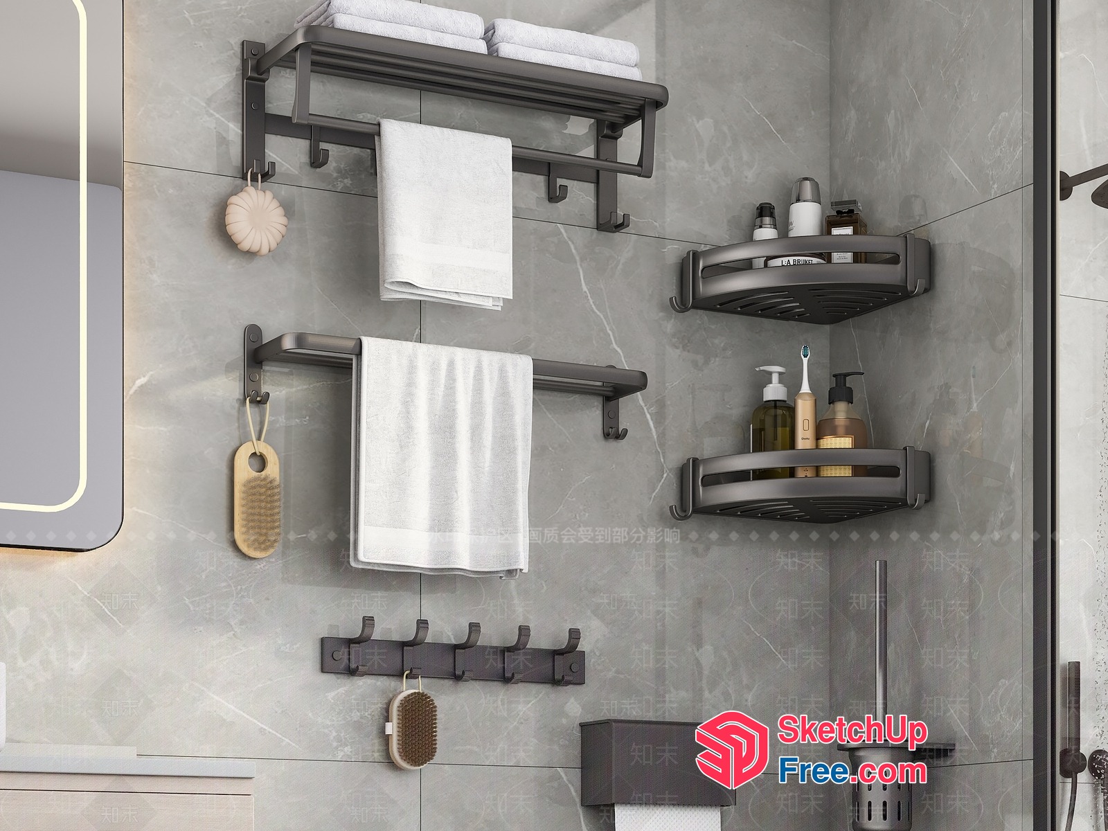 Modern Bathroom Decor With Grey And White Accents 3D SketchUp File