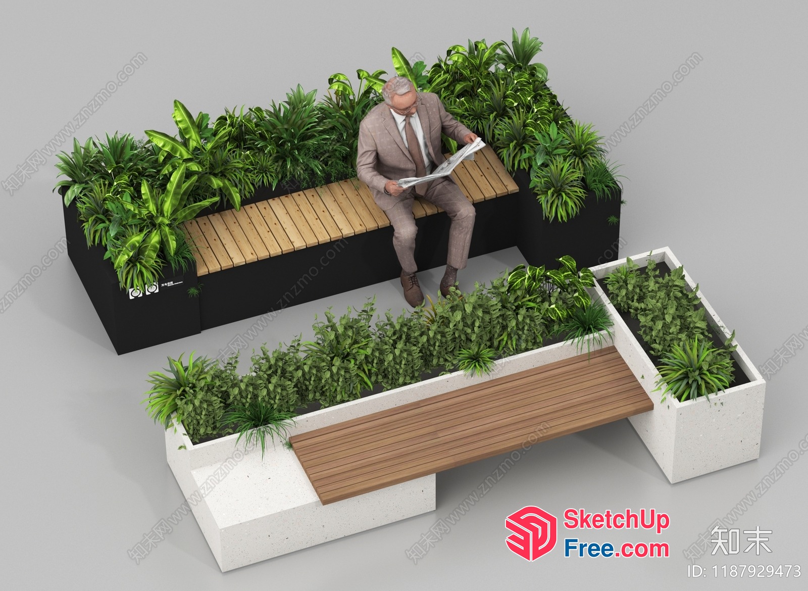 Modern Outdoor Seating Area With Greenery 3D SketchUp File